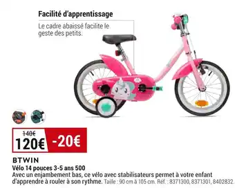 Decathlon Btwin vélo 14 pouces 3-5 ans 500 offre