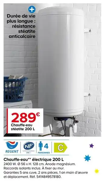 Castorama Regent chauffe-eau électrique 200 l offre