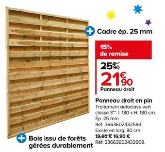 Castorama Panneau droit en pin offre