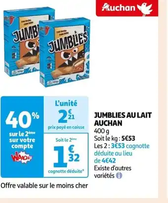 Auchan Supermarché Jumblies au lait auchan offre