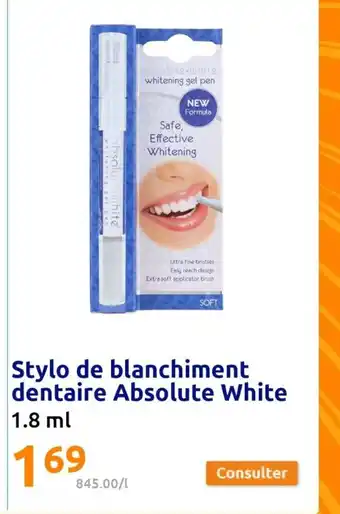 Action Stylo de blanchiment dentaire absolute white offre