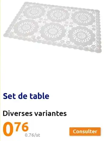 Action Set de table offre