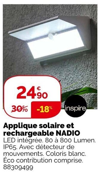 Weldom Applique solaire et rechargeable nadio offre
