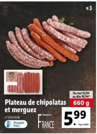 Lidl Plateau De Chipolalatas Et Merguez offre