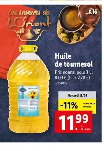 Lidl Huile De Tournesol offre