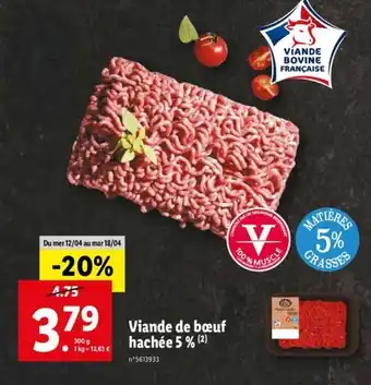 Lidl Viande De Boeuf Hachée 5 % offre