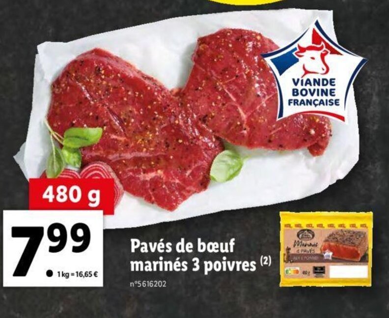 Promo Pavés De Boeuf Marinés 3 Poivres chez Lidl