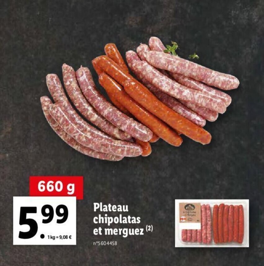 Promo Plateay Chipolatas Et Merguez chez Lidl