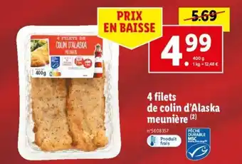 Lidl 4 Filets De Colin D'Alaska Meuniére offre