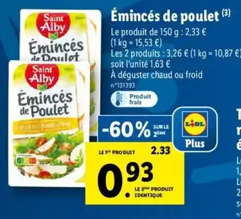 Lidl Émincé de poulet offre