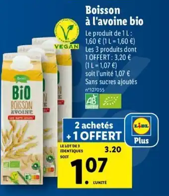 Lidl Boissn A L'avoine Bio offre