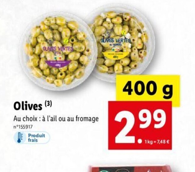 Promo Olives chez Lidl
