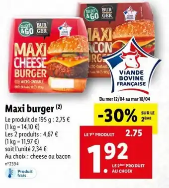 Lidl Maxi Burger offre