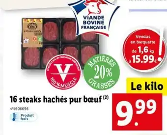 Lidl 16 Steaks Hachés Pur Boeuf offre