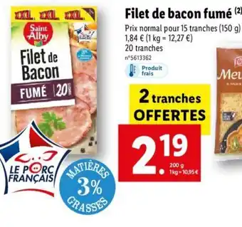Lidl Filet De Bacon Fumé offre