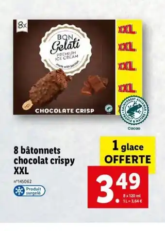 Lidl 8 Batonnets Chocolat Crispy XXL offre