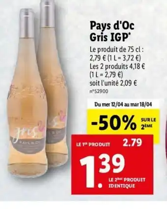 Lidl Pays D'Oc Gris IGP* offre