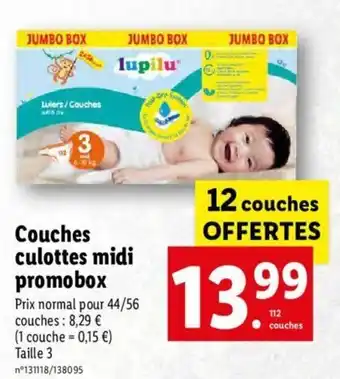 Lidl Couches Culottes Midi Promobox offre