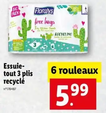 Lidl Essuie-Tout 3 Plis Recyclé offre