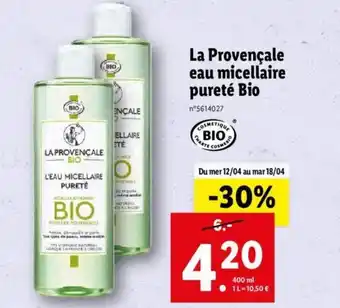 Lidl La Provencale Eau Micellaire Pureté Bio offre