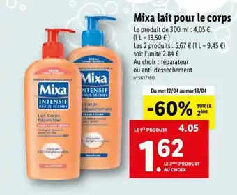Lidl Mixa Lait Pour Le Corps offre