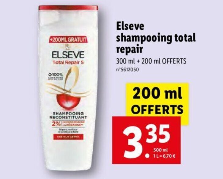 Promo Elseve Shampooing Total Repair chez Lidl