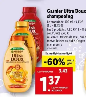 Lidl Garnier Ultra Doux Shampooing offre