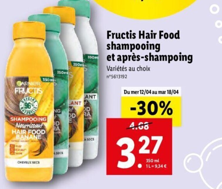 Promo Fructis Hair Foods Shampooing Et AprésShampooing chez Lidl