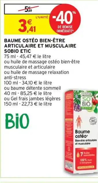 Baume Ostéo Bien-étre Articulaire Et Musclaire Sobio Etic