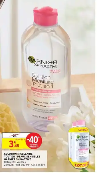 Intermarché Solution Micelaire Tout En 1 Peaux Sensibles Garnier Skinactive offre