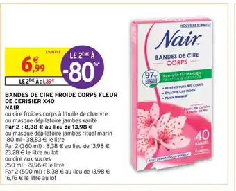 Intermarché Bandes De Cire Froide Corps Fleur De Cerisier X40 Nair offre