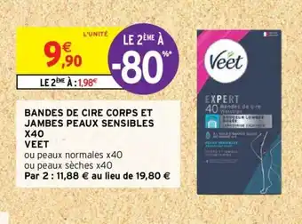 Bandes De Cire Corps Et Jambes Peaux Sensibles X40 Veet