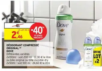 Intermarché Déodorant Compressé Original Dove offre