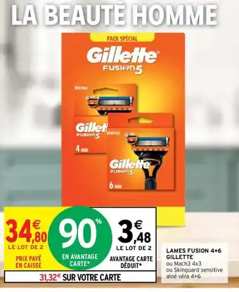 Intermarché Lames Fusion 4+6 Gillette offre