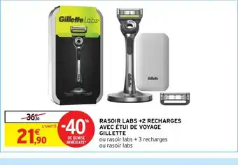 Intermarché Rasoir Labs +2 Recharge Avec Etui De Voyage Gillette offre