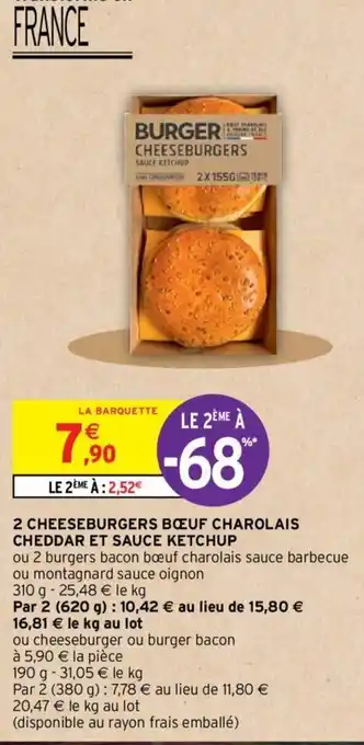 Intermarché 2 Cheeseburgers Boeuf Charolais Cheddar Et Sauces Ketchup offre