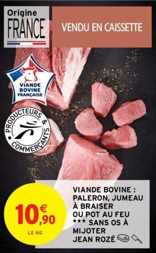 Promo Viande bovine paleron, jumeau à braiser ou pot au feu chez Intermarché
