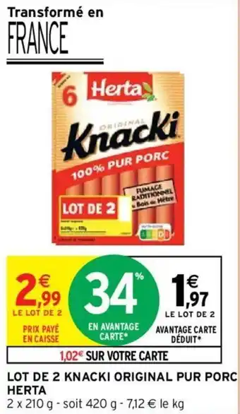 Intermarché Lot de 2 knacki original pur porc HERTA offre