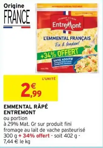 Intermarché Emmental râpé ENTREMONT offre