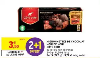 Intermarché Mignonnettes de chocolat noir de noir CÔTE D'OR offre