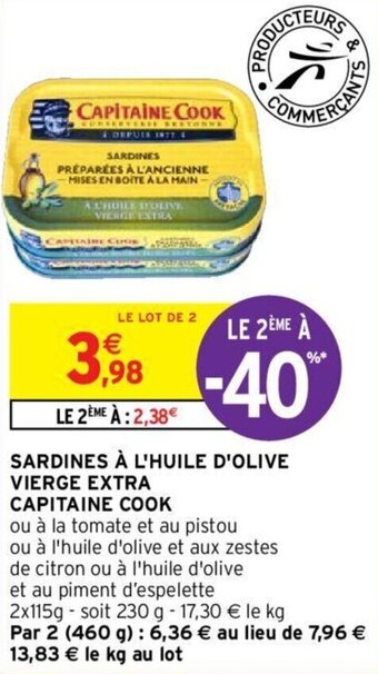 Intermarché Sardines à l'huile d'olive vierge extra CAPITAINE COOK offre