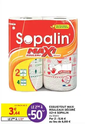 Intermarché Essuie-tout maxi rouleaux décoré X2=4 SOPALIN offre