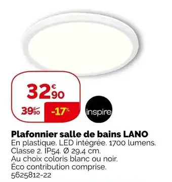 Weldom Plafonnier salle de bains LANO offre