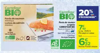 Carrefour Pavés De Saumon Surgelés Carrefour Bio offre