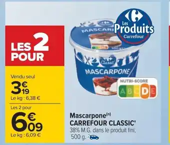 Carrefour Mascarpone Carrefour Classic offre