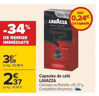 Carrefour Capsules De Café Lavazza offre