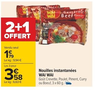 Carrefour Nouilles Instantanées Wai Wai offre
