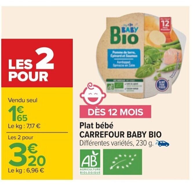 Promo Plat Bébé Carrefour Baby Bio chez Carrefour