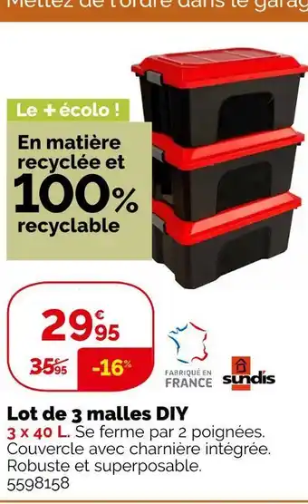 Weldom Sundis lot de 3 malles diy offre