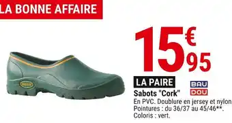 Gamm vert Baudou sabots cork offre